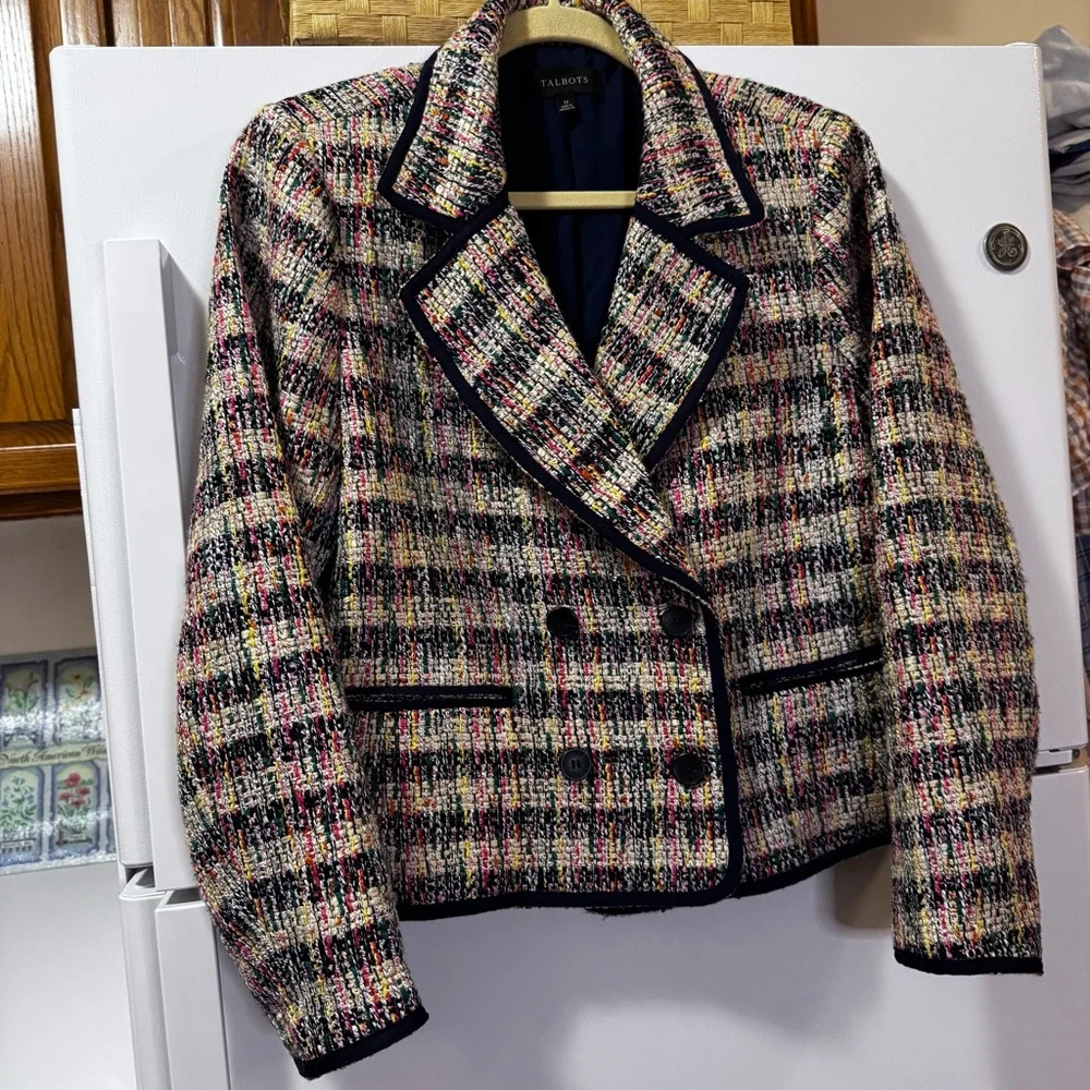 Talbots Cafe Tweed Jacket Blazer Multicolor size 12 - Picture 4 of 14